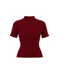 MOCK NECK SHORT SLEEVE TEXTURED RIBBED KNIT TOP
