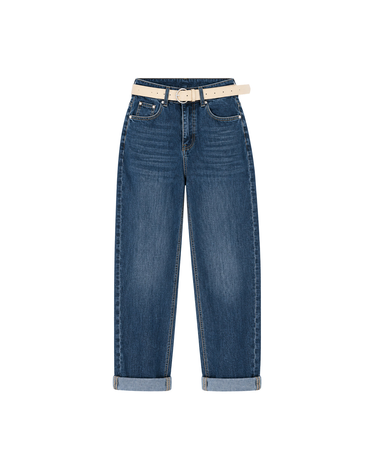 CUFFED MOM JEANS WITH BELT
