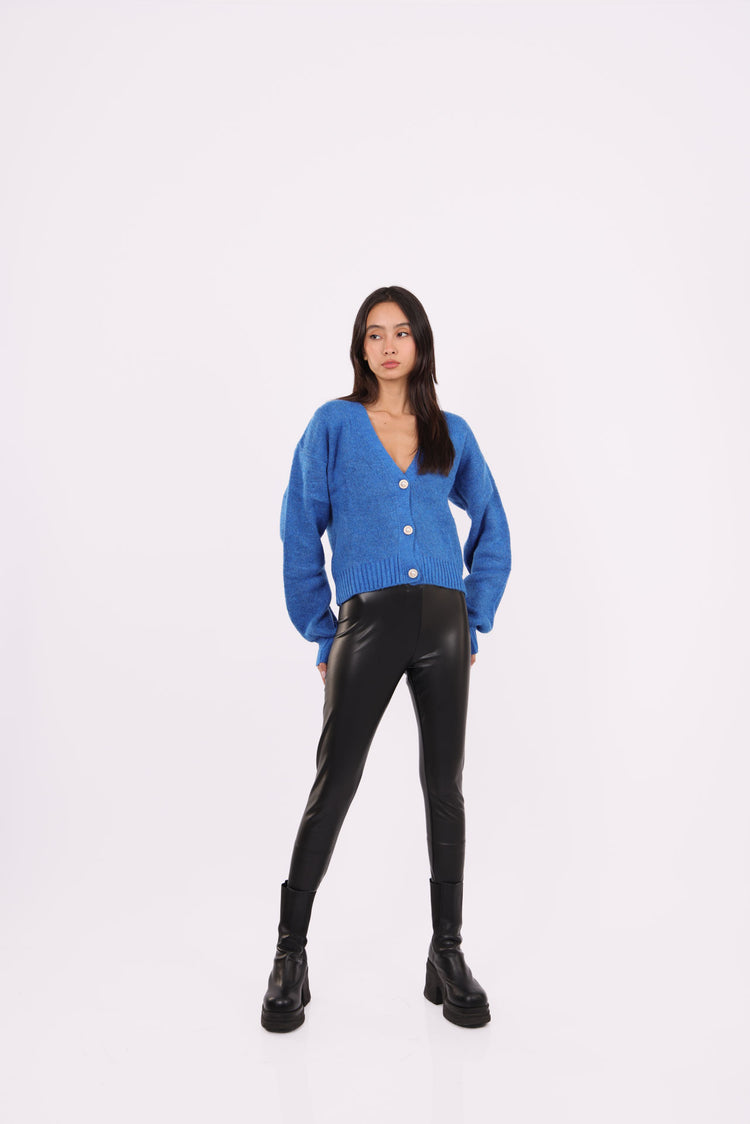 DEEP V-NECK BUTTON CARDIGAN