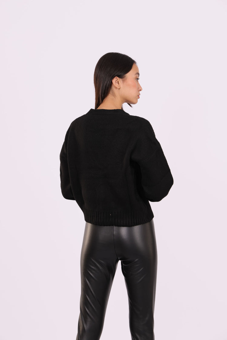 DEEP V-NECK BUTTON CARDIGAN