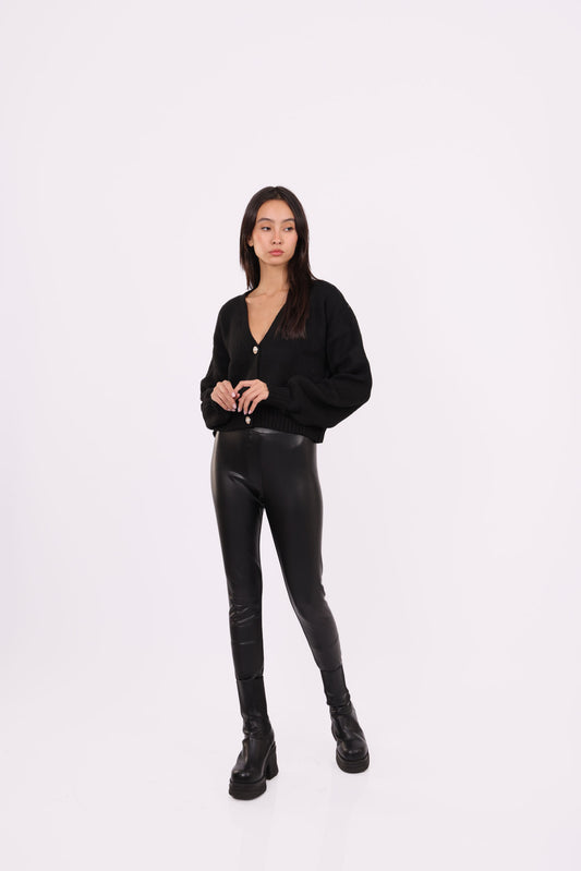 DEEP V-NECK BUTTON CARDIGAN