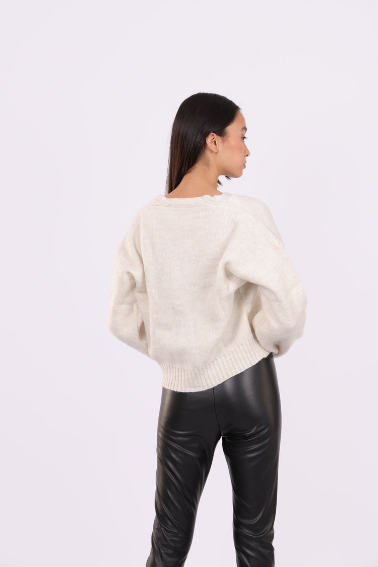 DEEP V-NECK BUTTON CARDIGAN