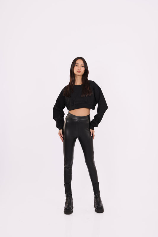 LEATHER HIGH-WAIST LEGGINGS