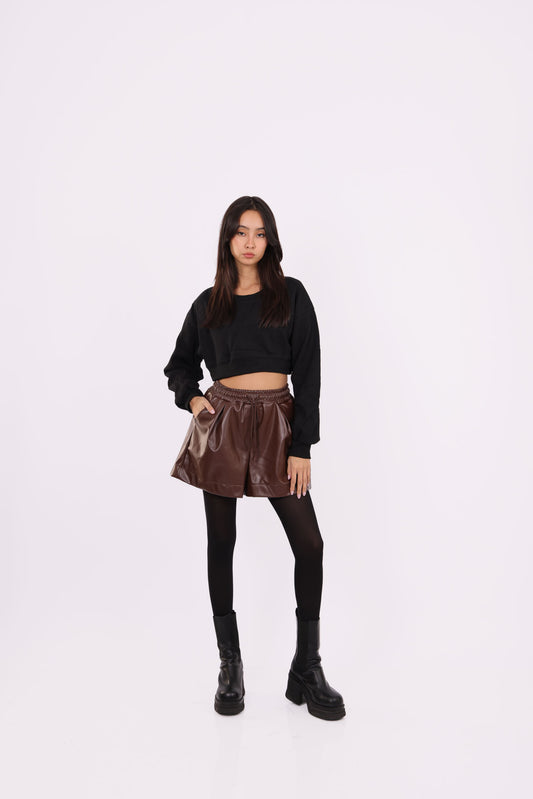LEATHER HIGH-WAIST SHORTS