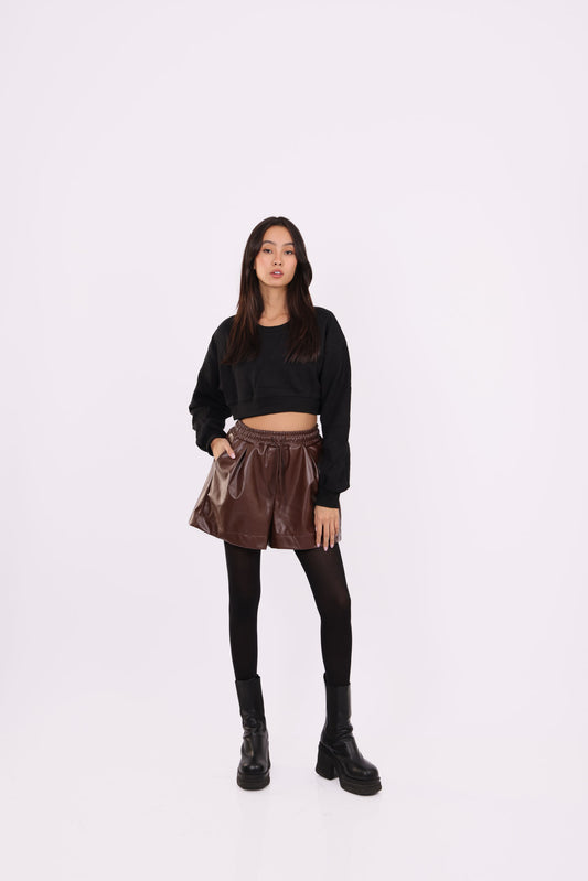 LEATHER HIGH-WAIST SHORTS