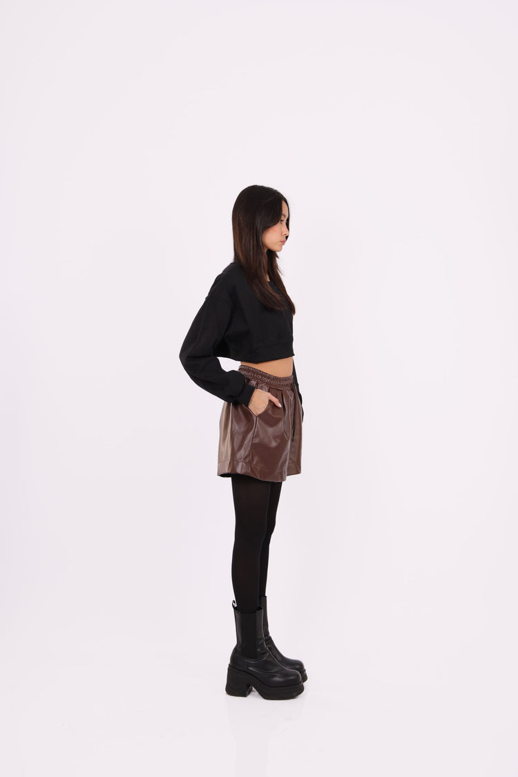 LEATHER HIGH-WAIST SHORTS
