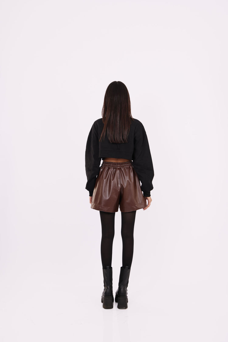 LEATHER HIGH-WAIST SHORTS