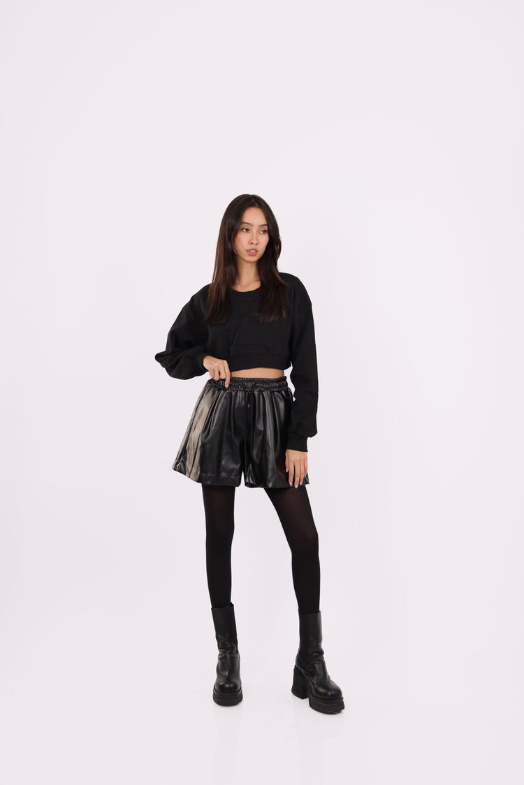 LEATHER HIGH-WAIST SHORTS