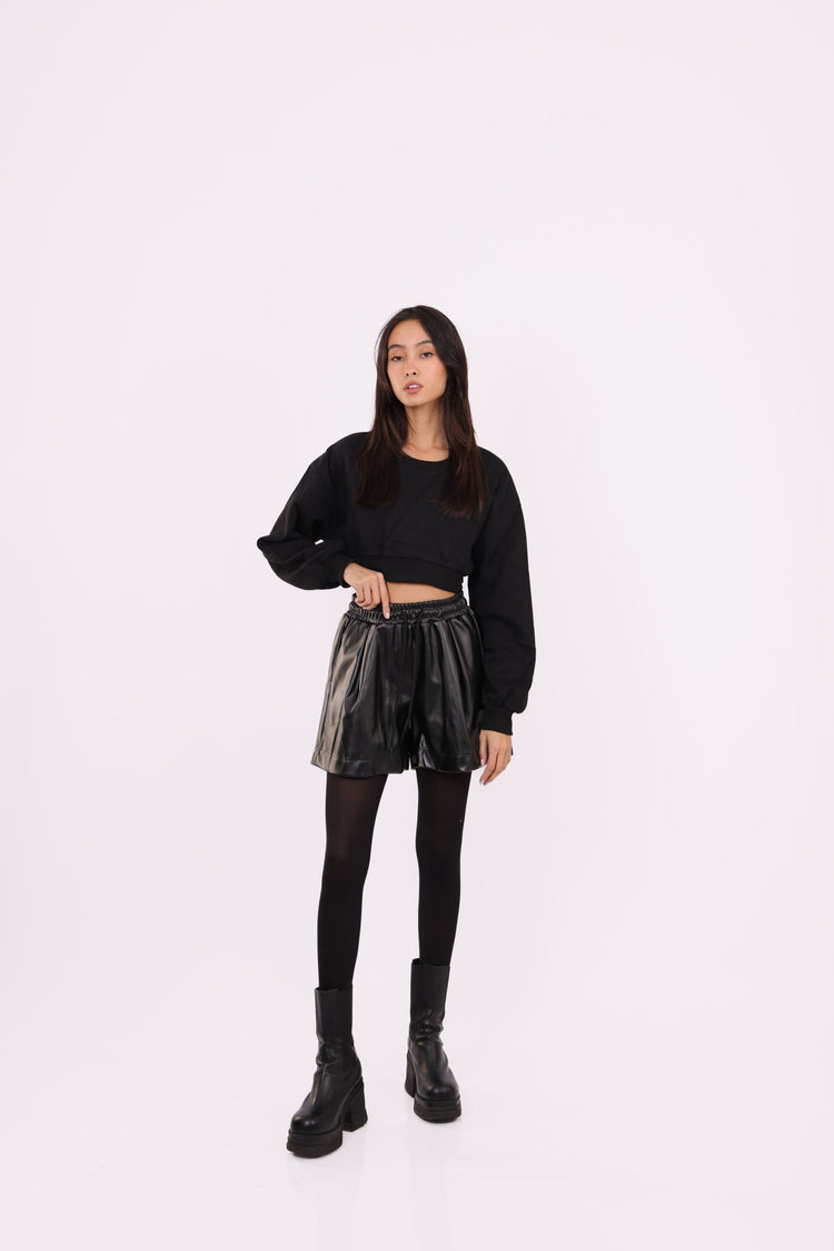 LEATHER HIGH-WAIST SHORTS