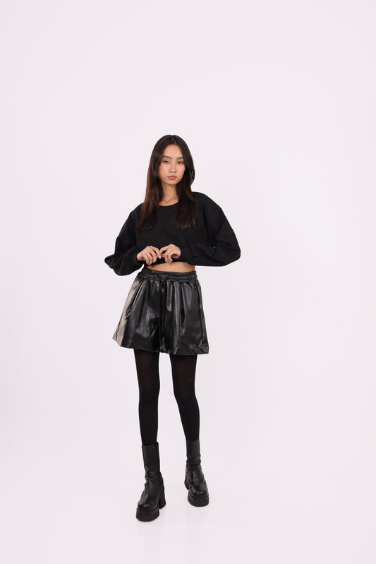 LEATHER HIGH-WAIST SHORTS