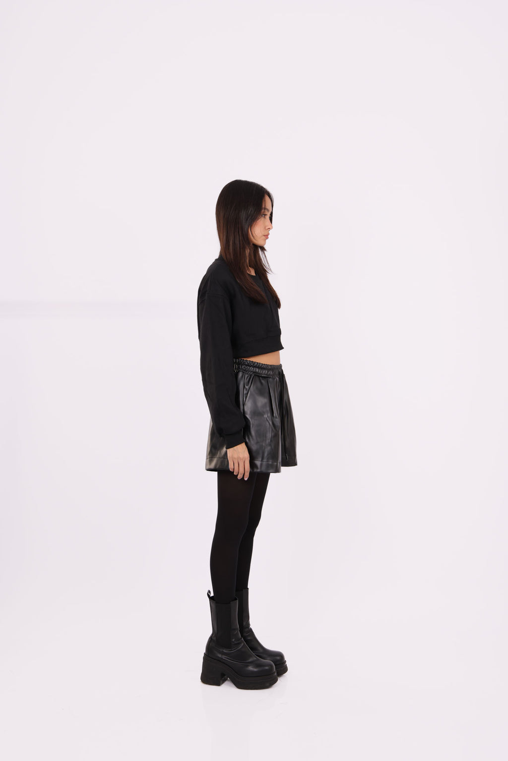 LEATHER HIGH-WAIST SHORTS