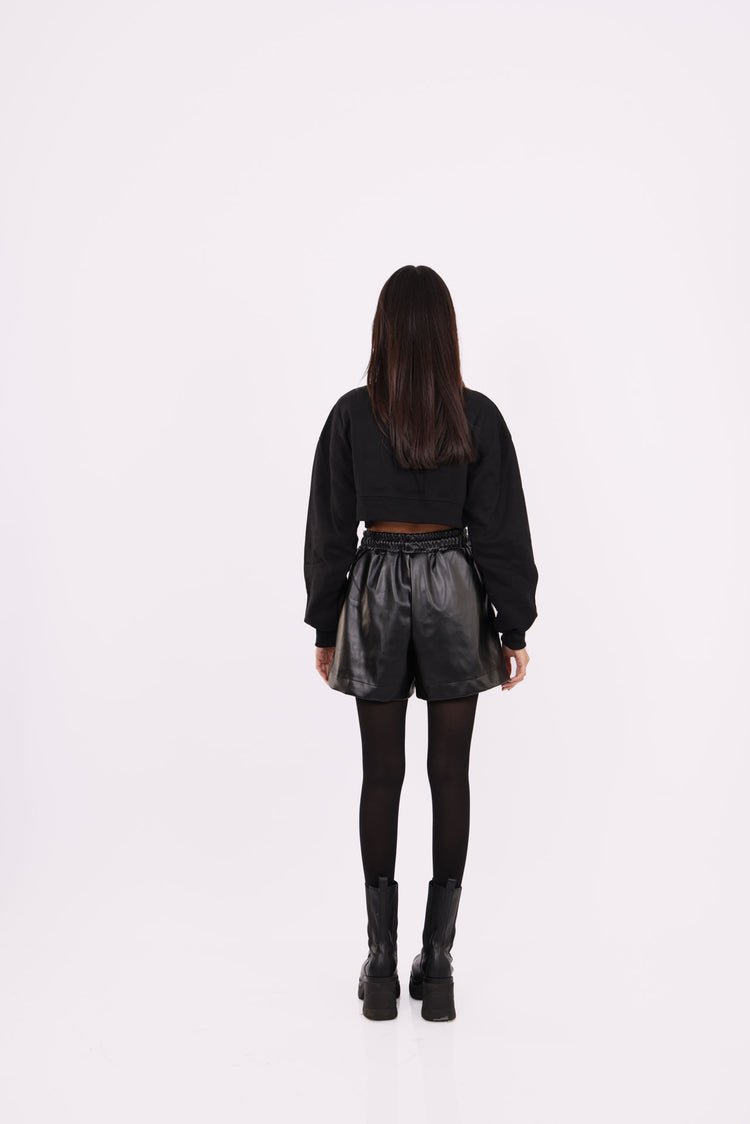 LEATHER HIGH-WAIST SHORTS