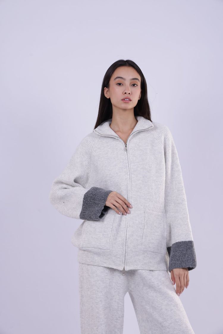 ZIP-UP KNIT LOUNGE SET