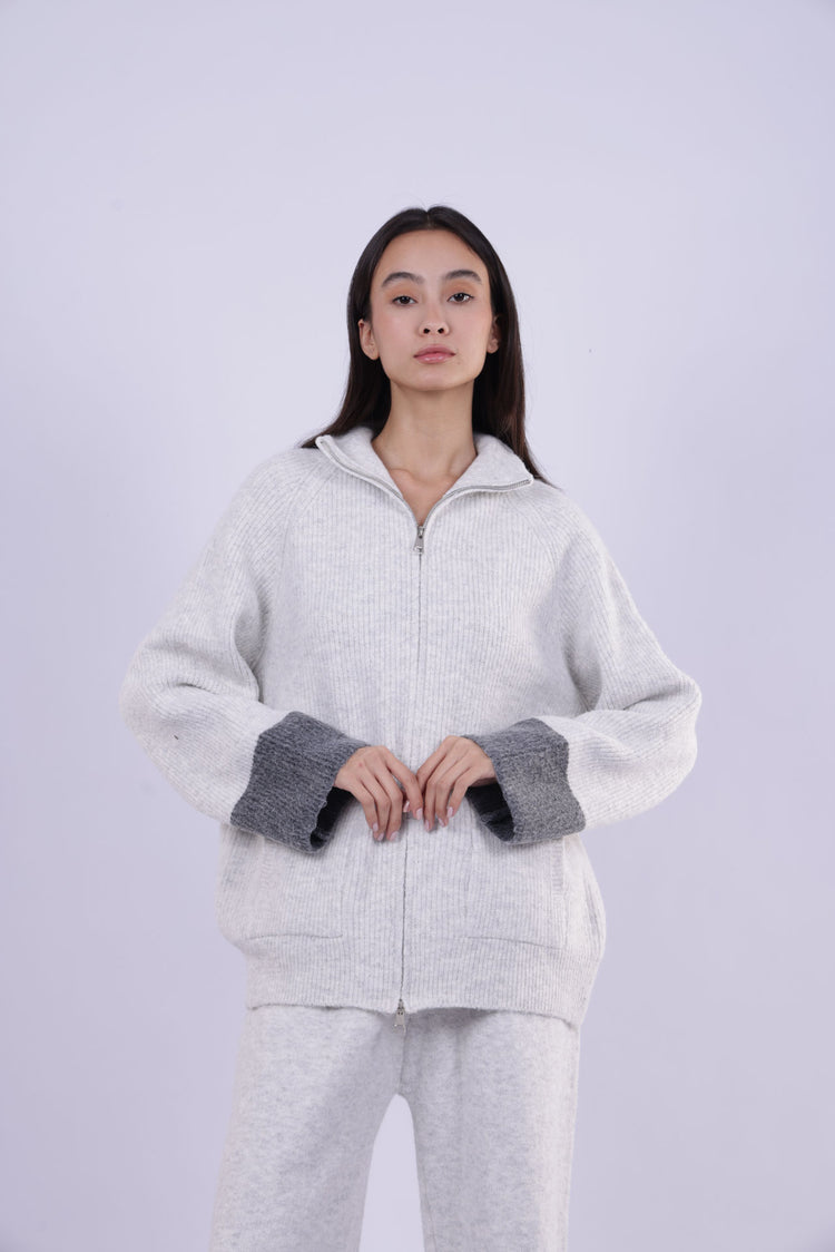 ZIP-UP KNIT LOUNGE SET