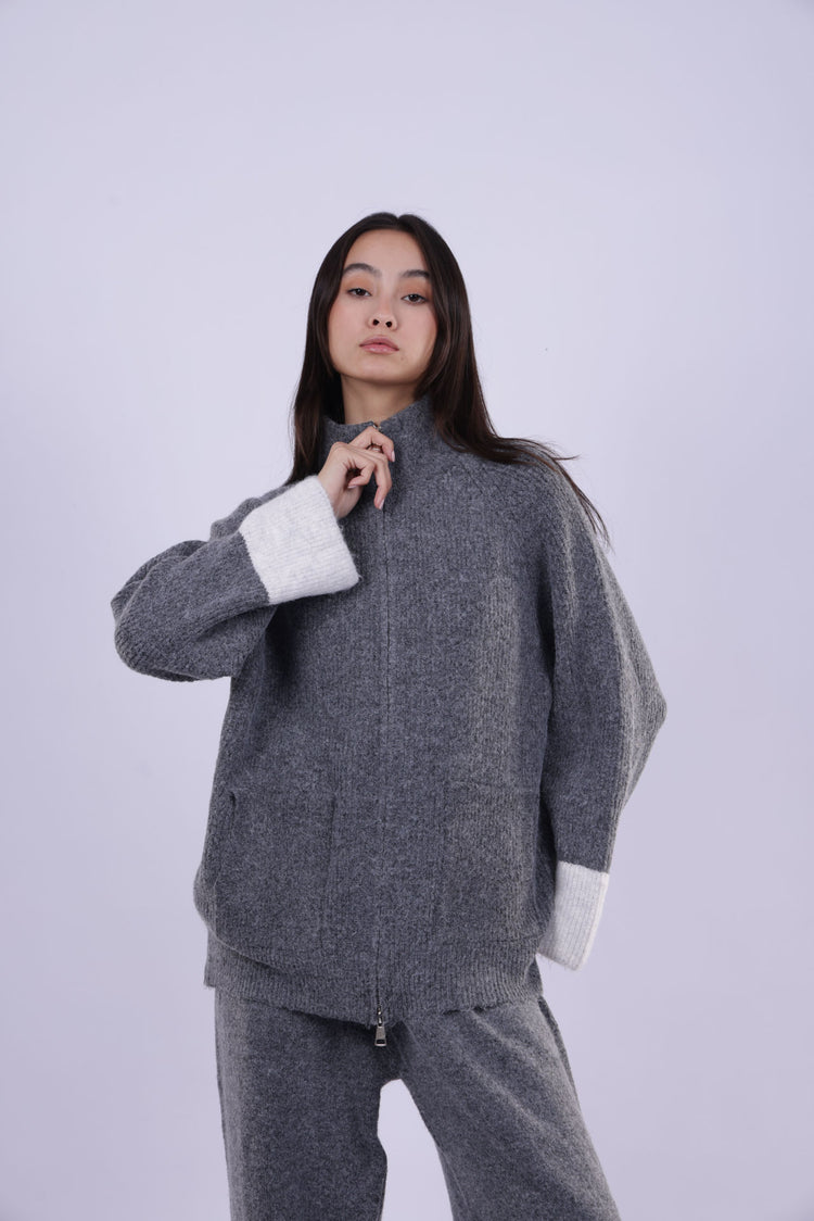 ZIP-UP KNIT LOUNGE SET