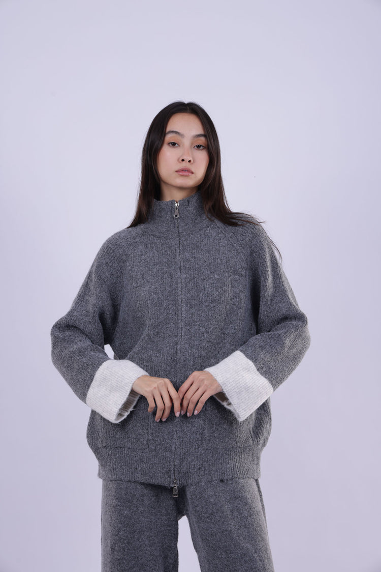 ZIP-UP KNIT LOUNGE SET
