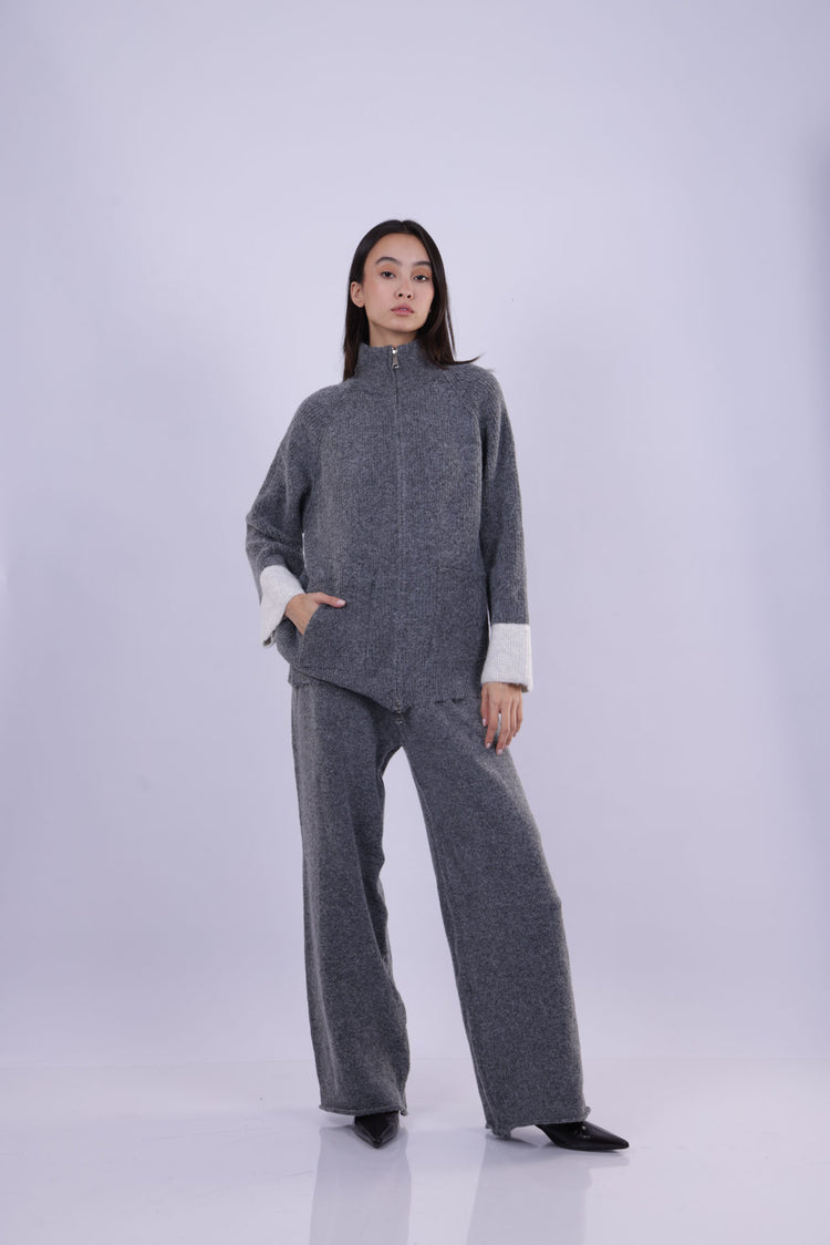 ZIP-UP KNIT LOUNGE SET