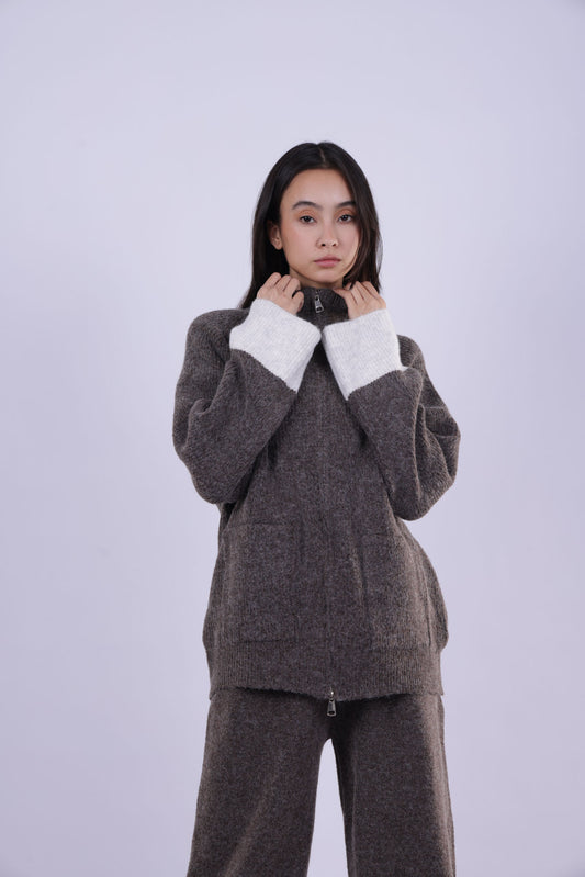ZIP-UP KNIT LOUNGE SET