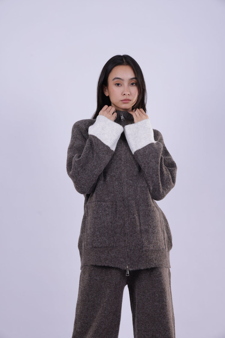 ZIP-UP KNIT LOUNGE SET