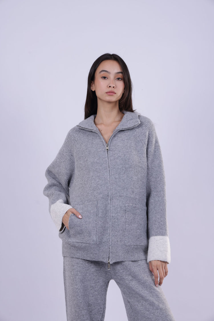 ZIP-UP KNIT LOUNGE SET
