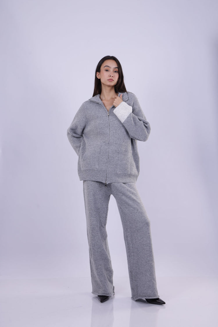 ZIP-UP KNIT LOUNGE SET