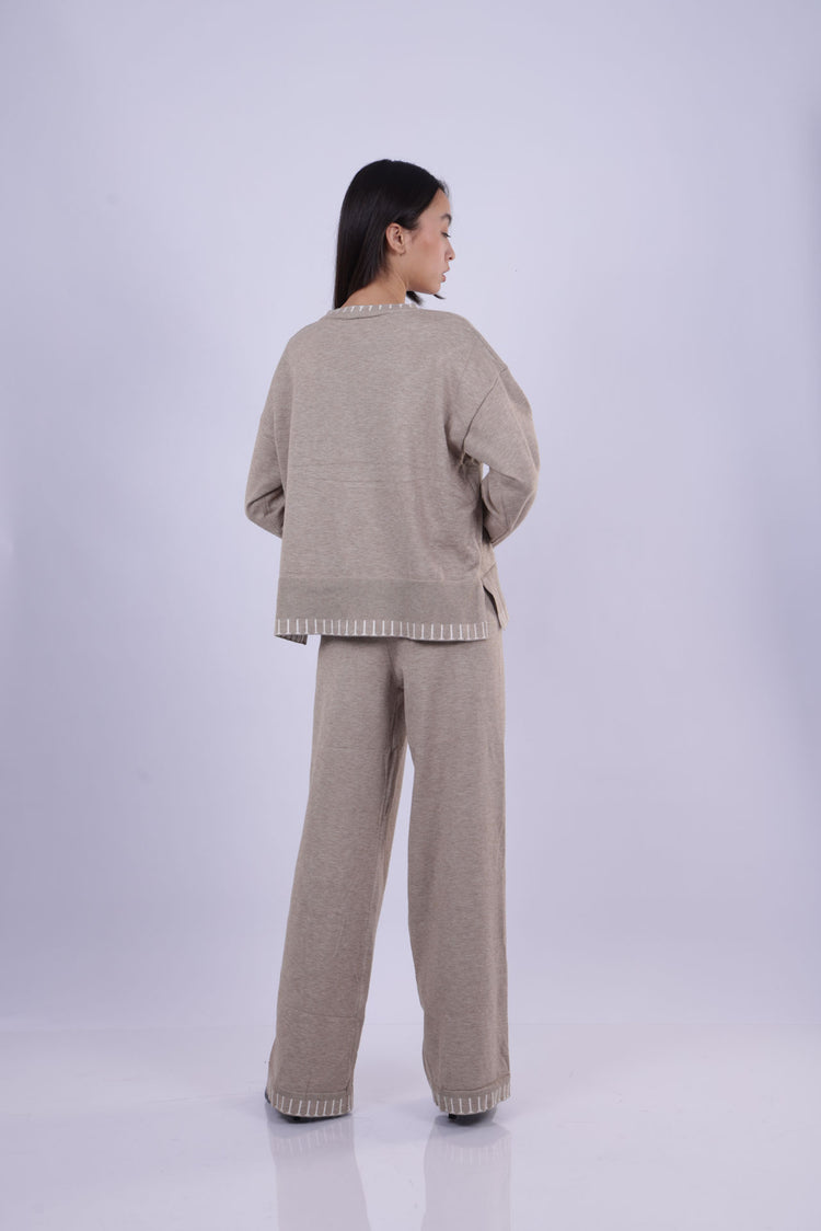 CONTRAST TRIM KNIT LOUNGE SET