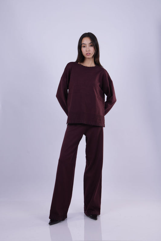 CONTRAST TRIM KNIT LOUNGE SET