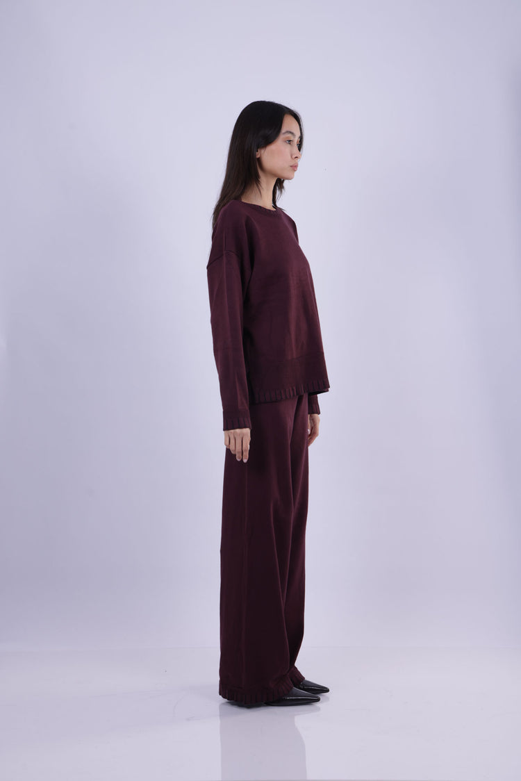 CONTRAST TRIM KNIT LOUNGE SET