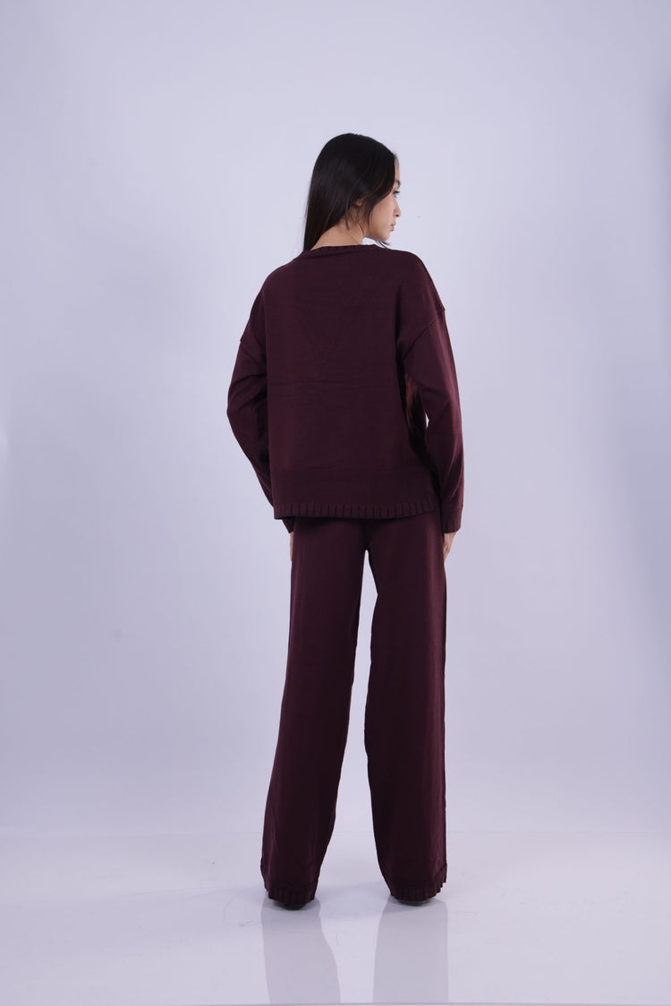 CONTRAST TRIM KNIT LOUNGE SET