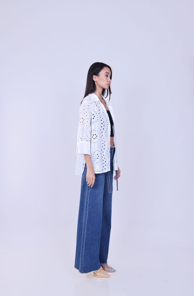 EMBROIDERED EYELET SHIRT