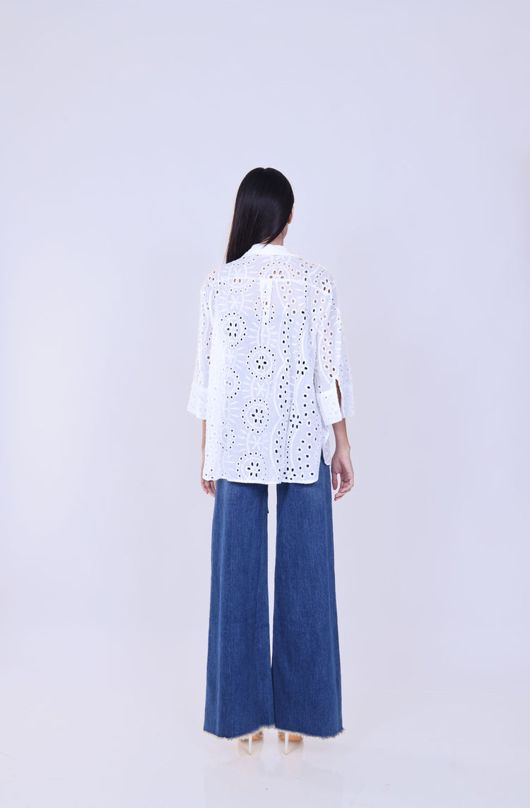 EMBROIDERED EYELET SHIRT