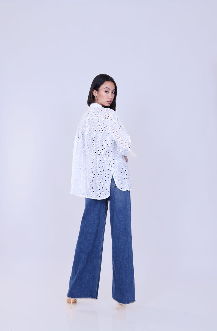 EMBROIDERED EYELET SHIRT