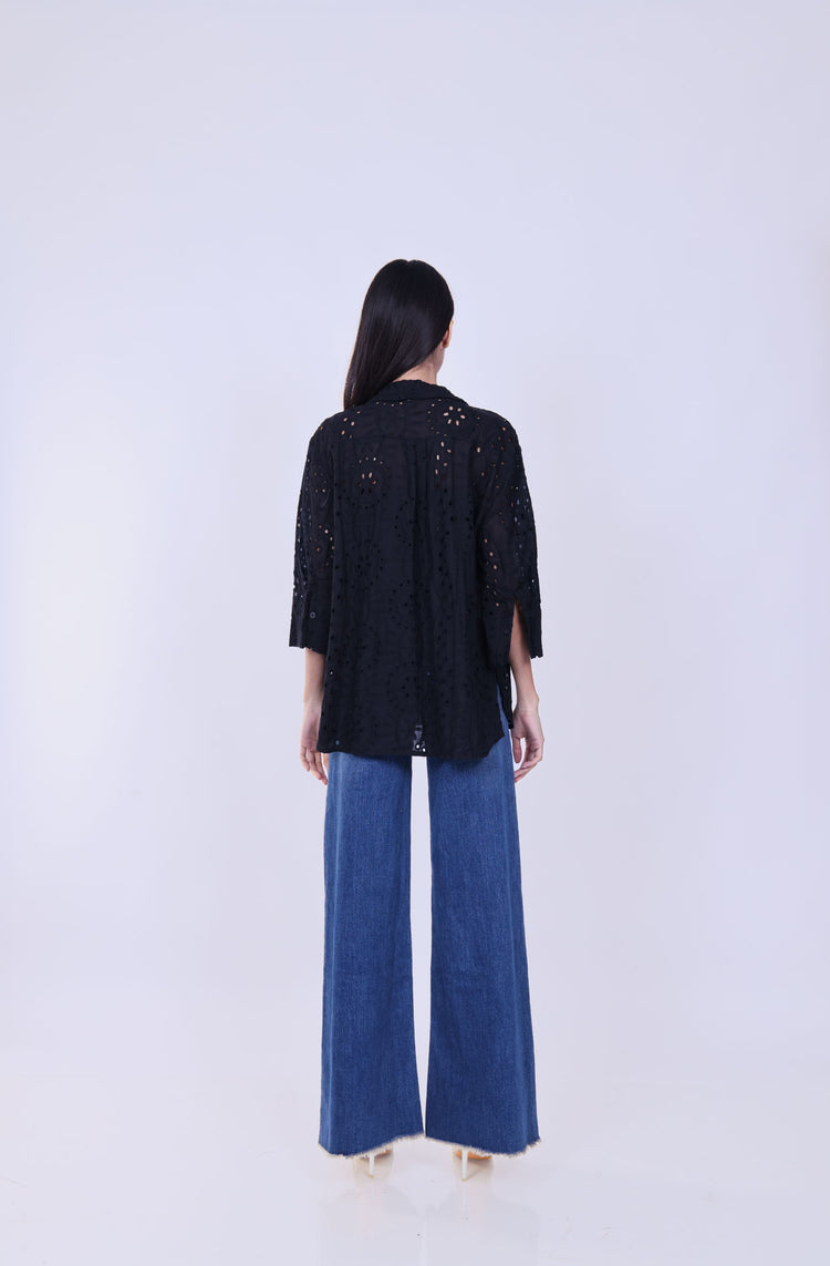 EMBROIDERED EYELET SHIRT