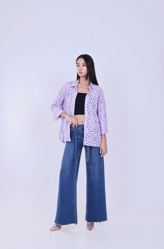 EMBROIDERED EYELET SHIRT
