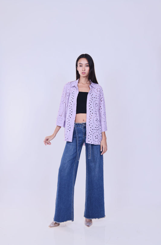 EMBROIDERED EYELET SHIRT