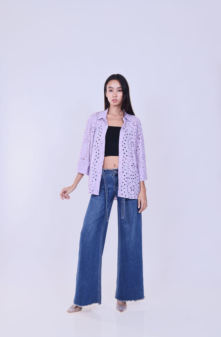 EMBROIDERED EYELET SHIRT