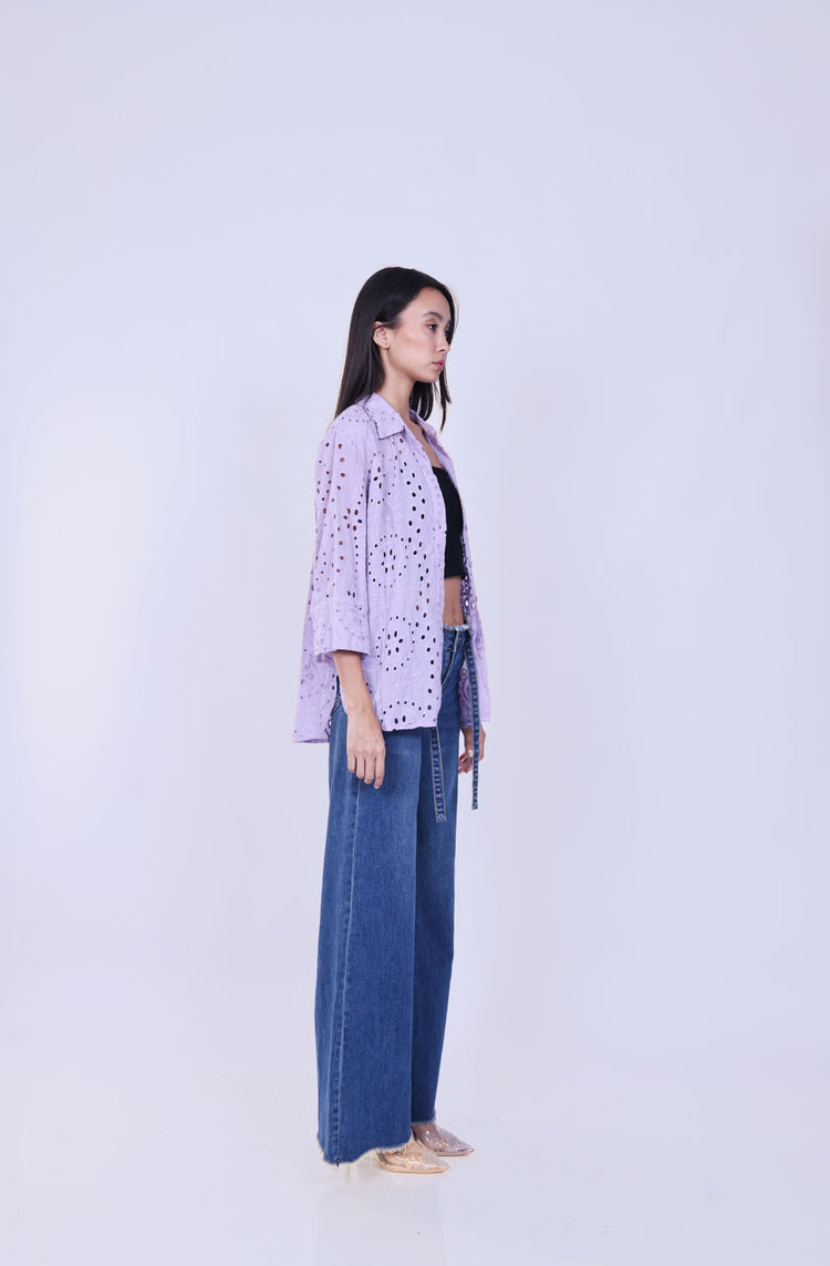 EMBROIDERED EYELET SHIRT