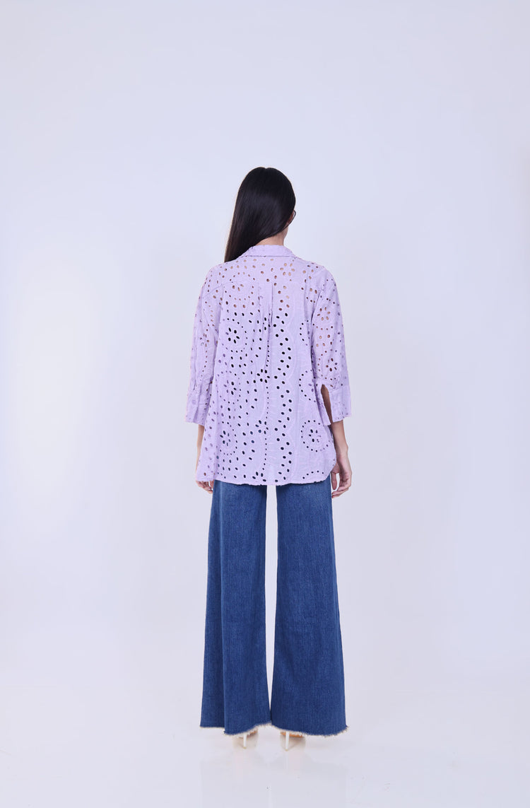 EMBROIDERED EYELET SHIRT