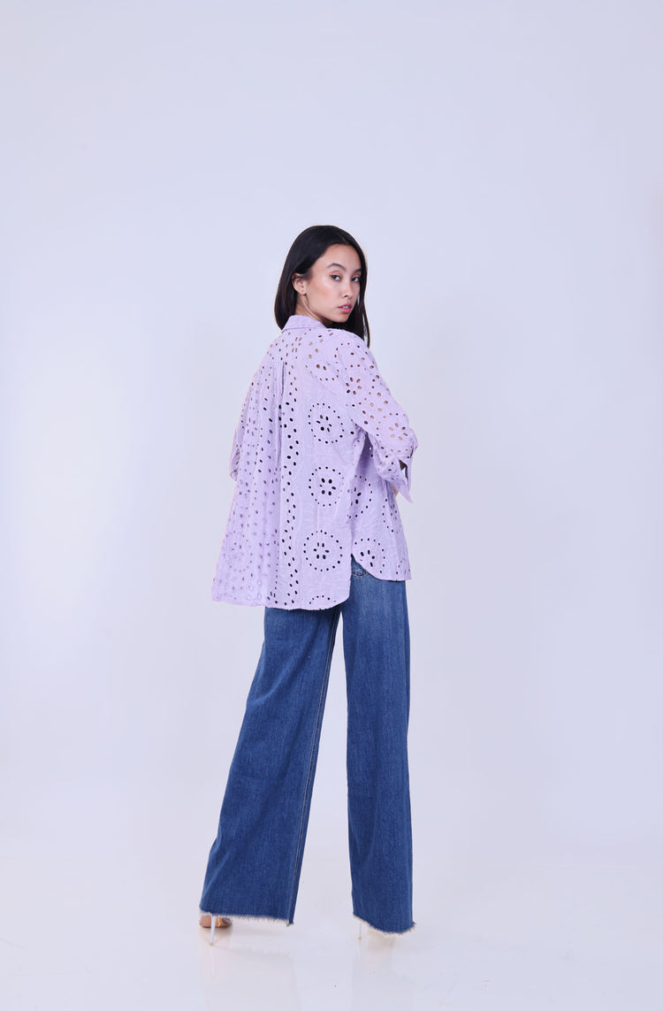 EMBROIDERED EYELET SHIRT