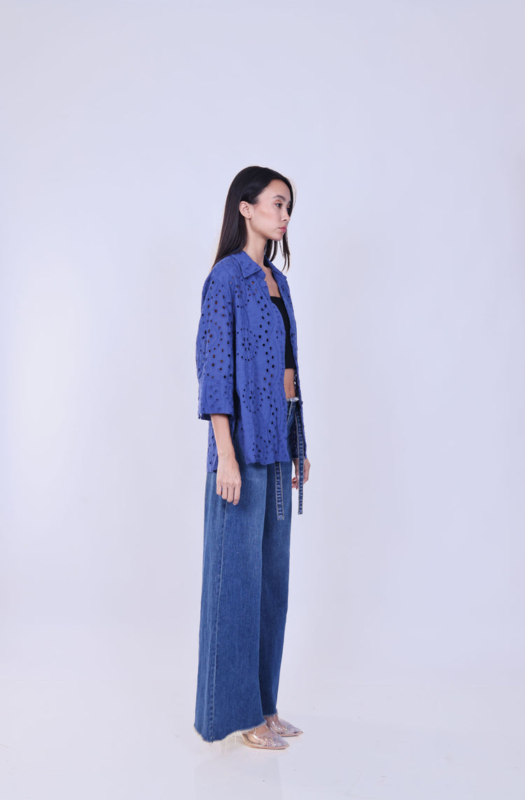 EMBROIDERED EYELET SHIRT