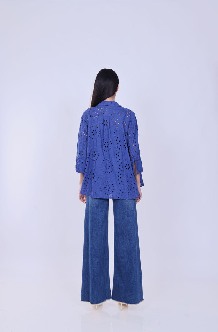 EMBROIDERED EYELET SHIRT