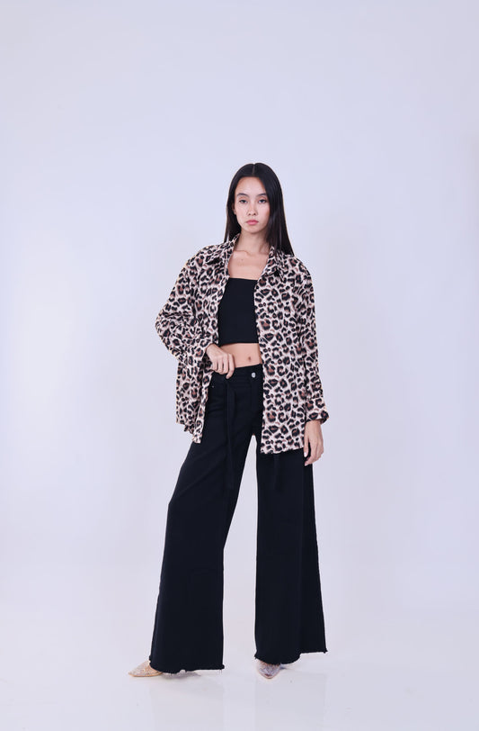 LEOPARD PRINT OVERSIZED SHIRT
