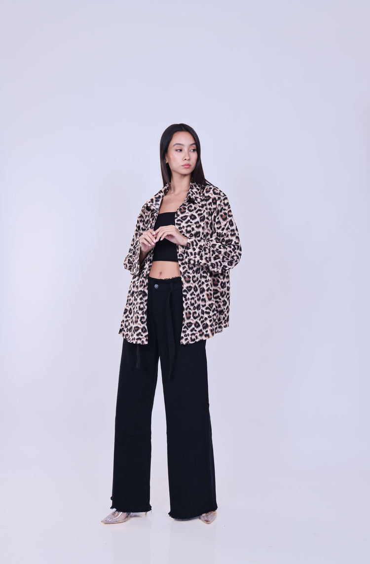 LEOPARD PRINT OVERSIZED SHIRT