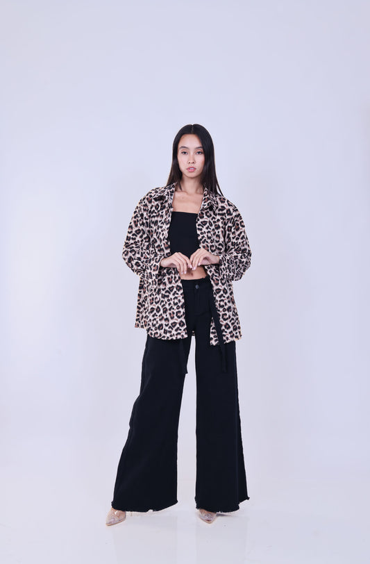 LEOPARD PRINT OVERSIZED SHIRT