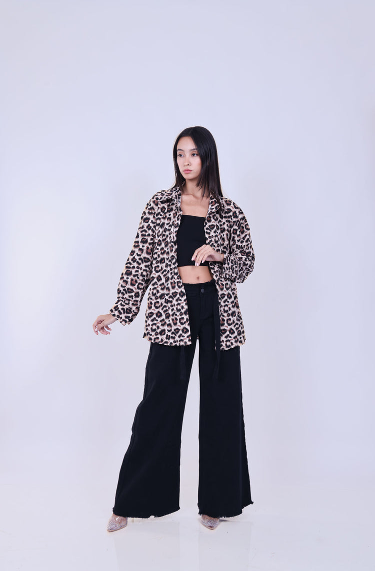 LEOPARD PRINT OVERSIZED SHIRT