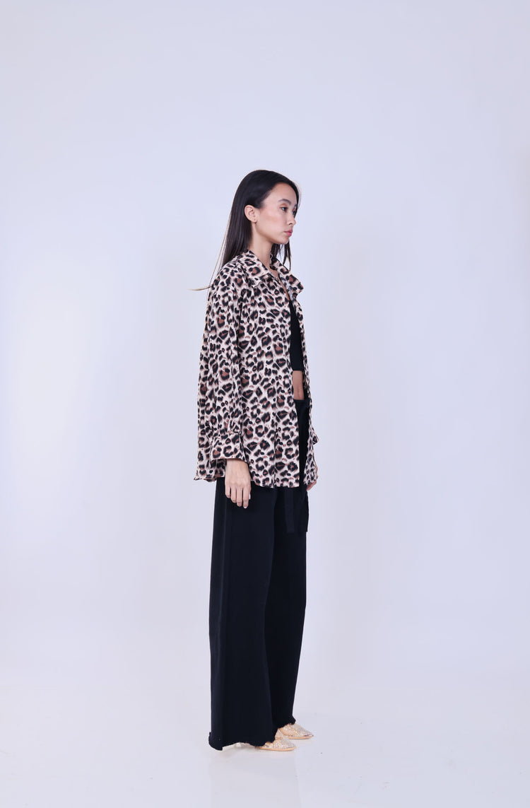 LEOPARD PRINT OVERSIZED SHIRT