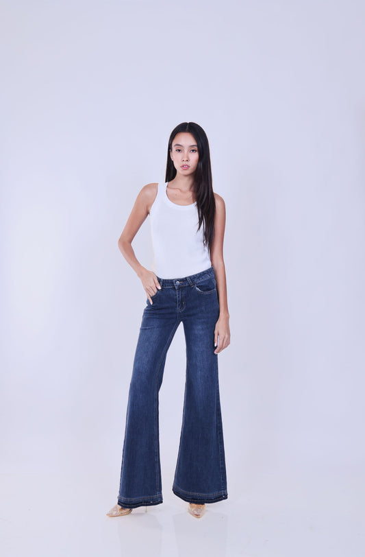 DARK WASH SLIM FLARE JEANS