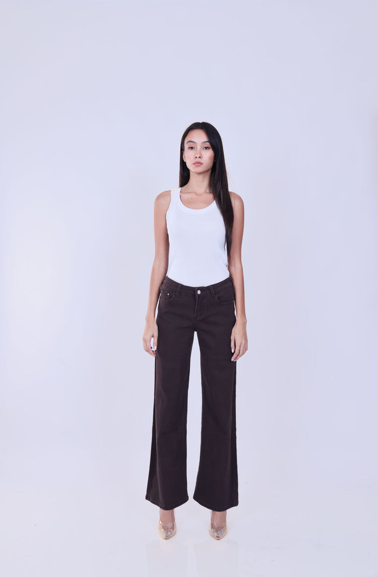 BROWN WIDE LEG JEANS