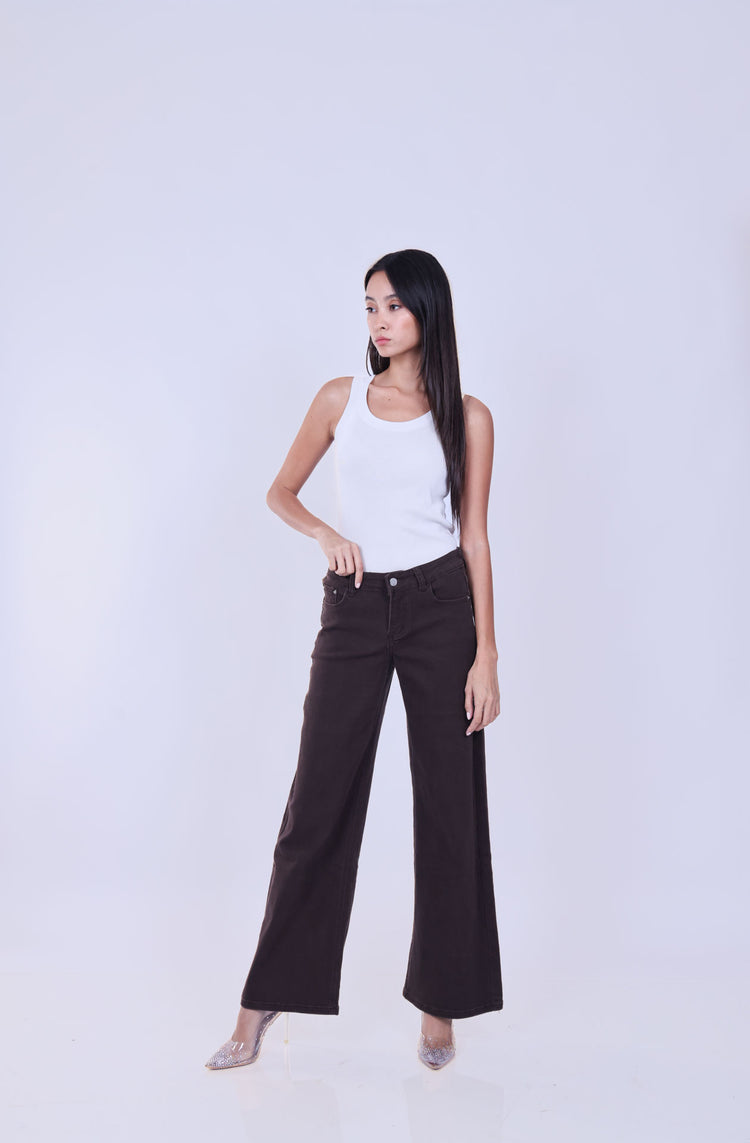 BROWN WIDE LEG JEANS