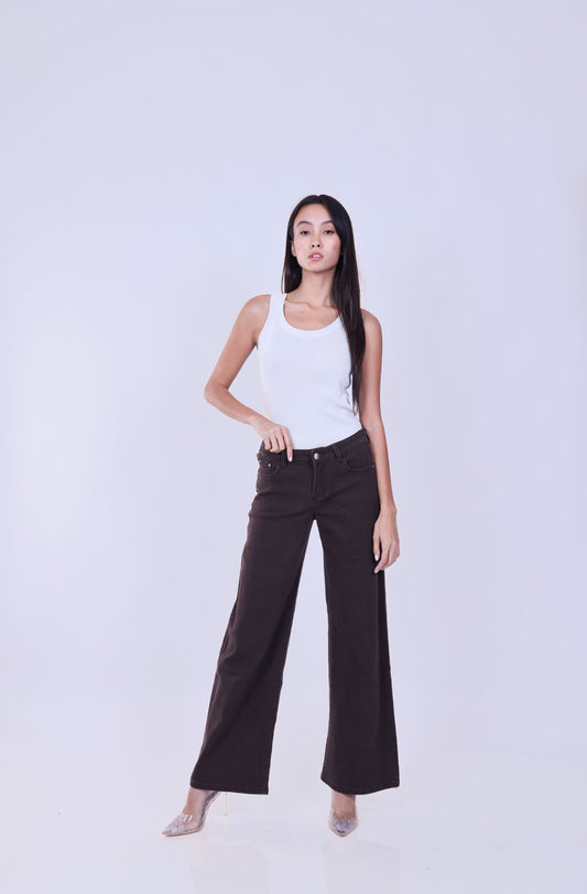BROWN WIDE LEG JEANS